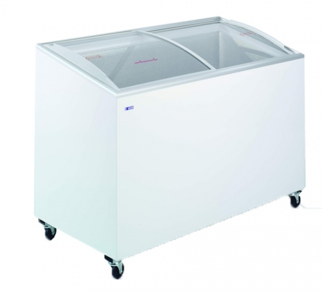 UDD 300 SCEB Deepfreezer angle top, curved glass