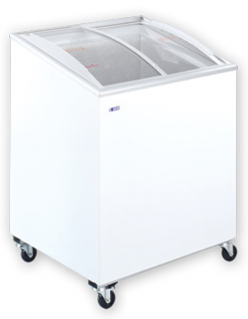 UDD 200 SCEB Chest freezer with slanting, sliding and convexed glass door