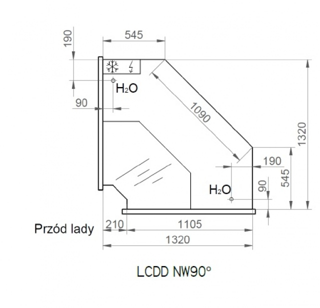 LCD Dorado D B/A NW - Internal corner counter 90°